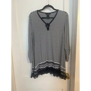 Ali Miles Striped Tunic Top Size L